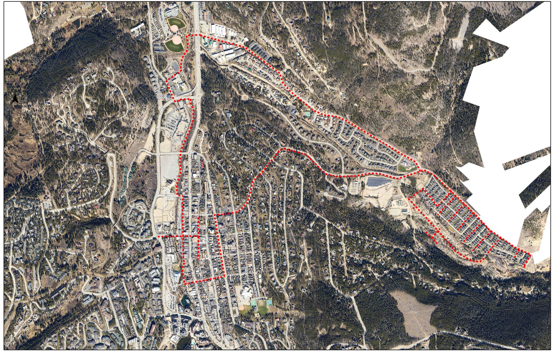 Map of the first phase of the fiber build project, the map starts at the justice center, follows the bike path through Main Street alleys and heads to Ridge, up Wellington, and down Reiling Road