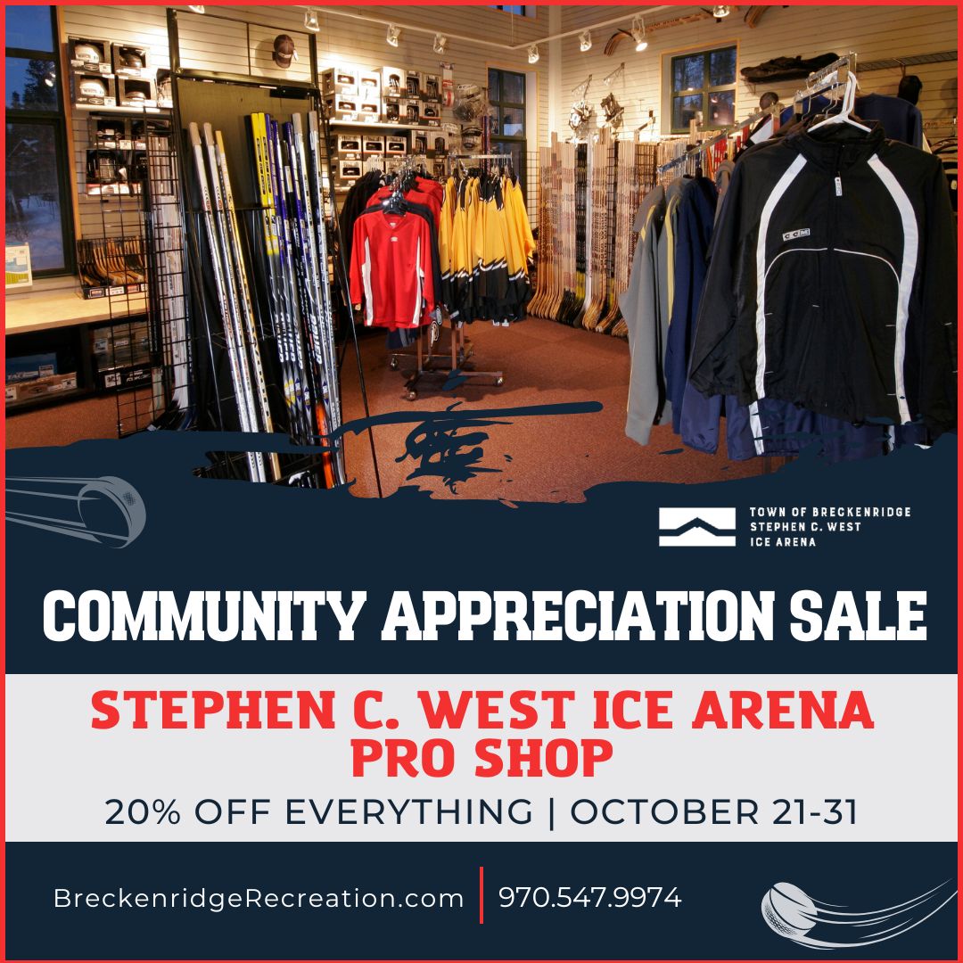 Ice arena pro shop with sale text